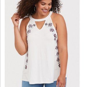 Torrid Super Soft Floral Embroidered Goddess Tank